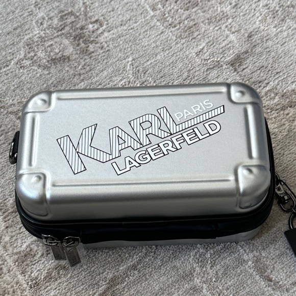Karl Lagerfeld Paris Logo Crossbody Bag. Gunmetal tone Hardware. NWT’s.